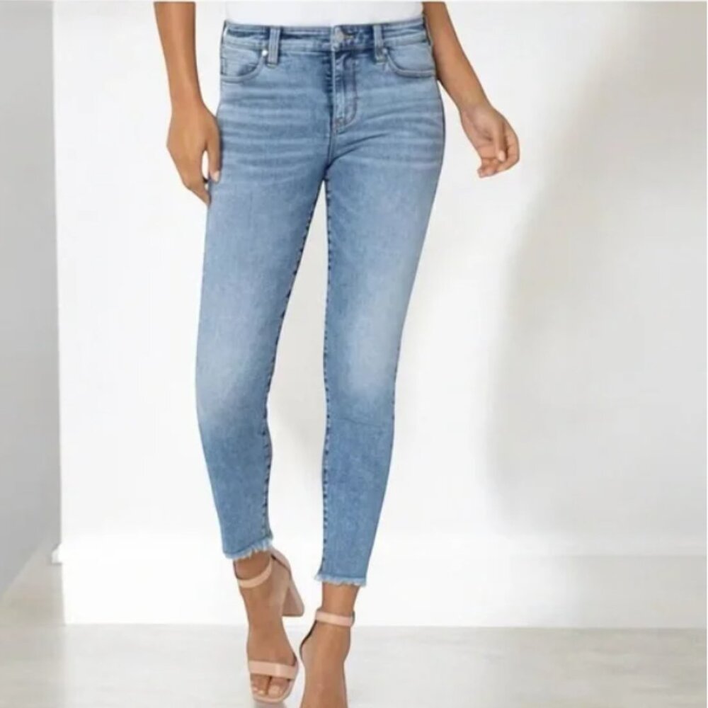 Liverpool Los Angeles- Light Blue- Skinny Crop- Frayed-Jeans- Size 10